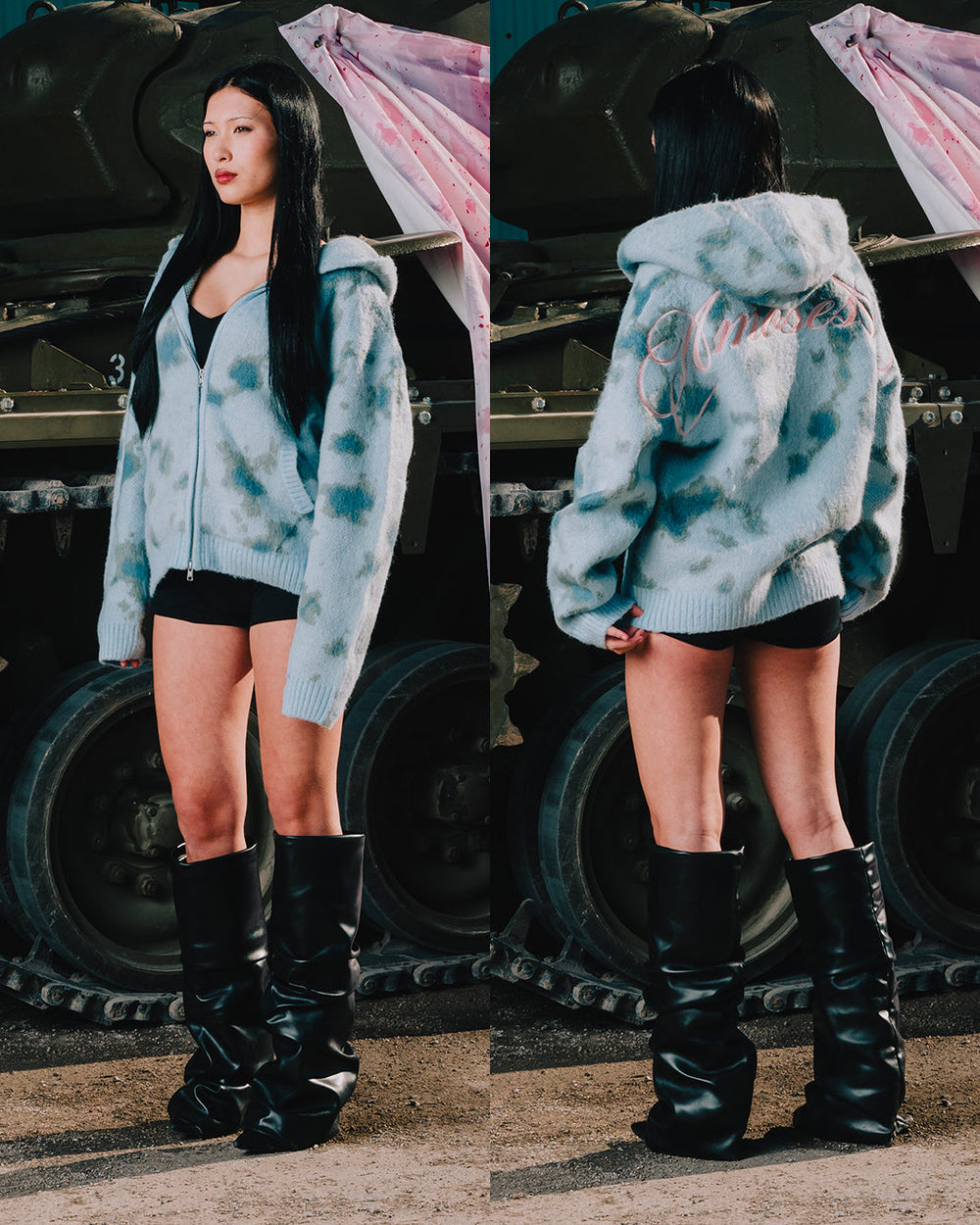 AQUA KNITTED ZIP