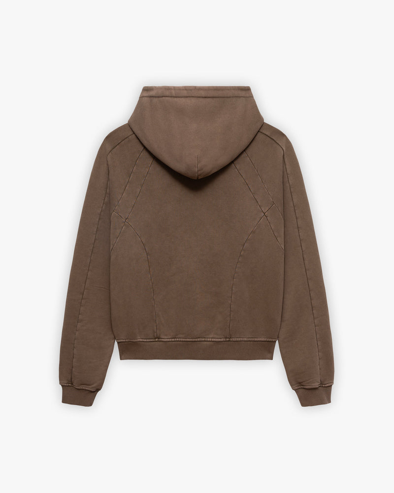 ACID WASHED HOODIE BROWN