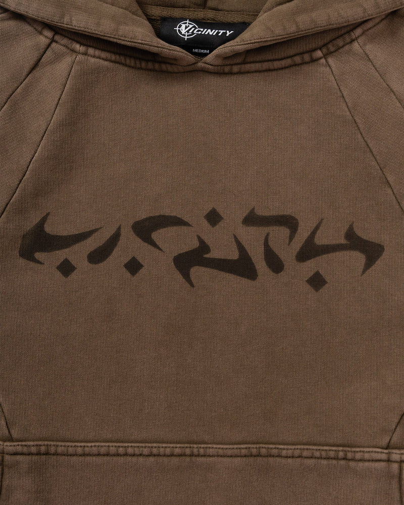 ACID WASHED HOODIE BROWN