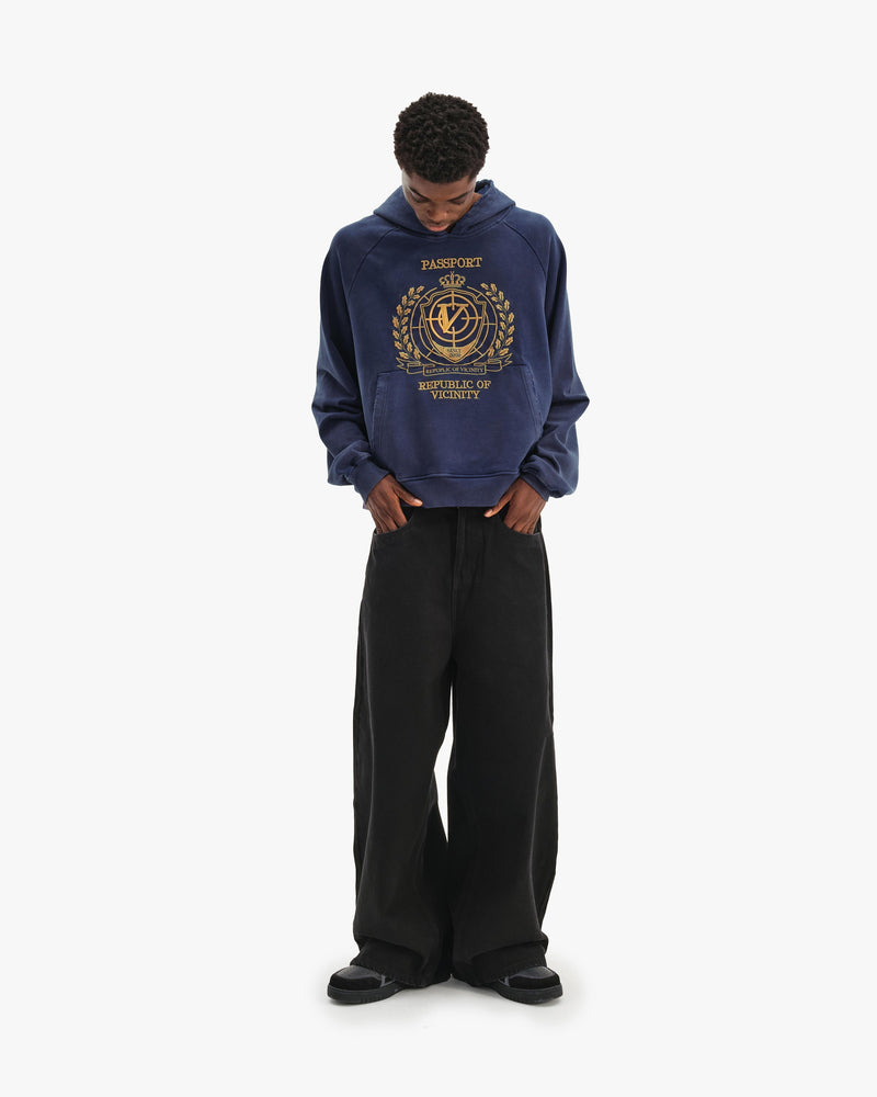 PASSPORT HOODIE WASHED BLUE