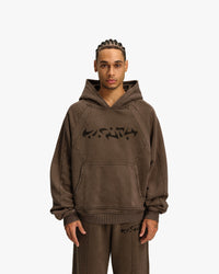 ACID WASHED HOODIE BROWN