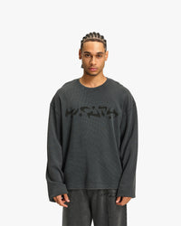 ACID WASHED WAFFLE LONGSLEEVE DARK GREY