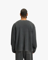 ACID WASHED WAFFLE LONGSLEEVE DARK GREY