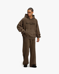 ACID WASHED HOODIE BROWN
