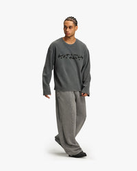 ACID WASHED WAFFLE LONGSLEEVE LIGHT GREY
