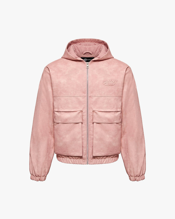 SCRIPT LOGO LEATHER JACKET VINTAGE PINK