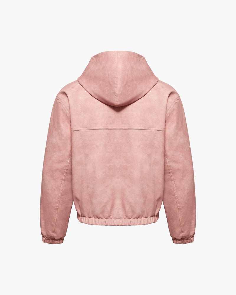 SCRIPT LOGO LEATHER JACKET VINTAGE PINK