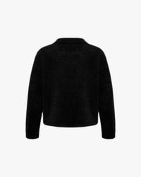 FAUX MINK POLO SWEATER BLACK
