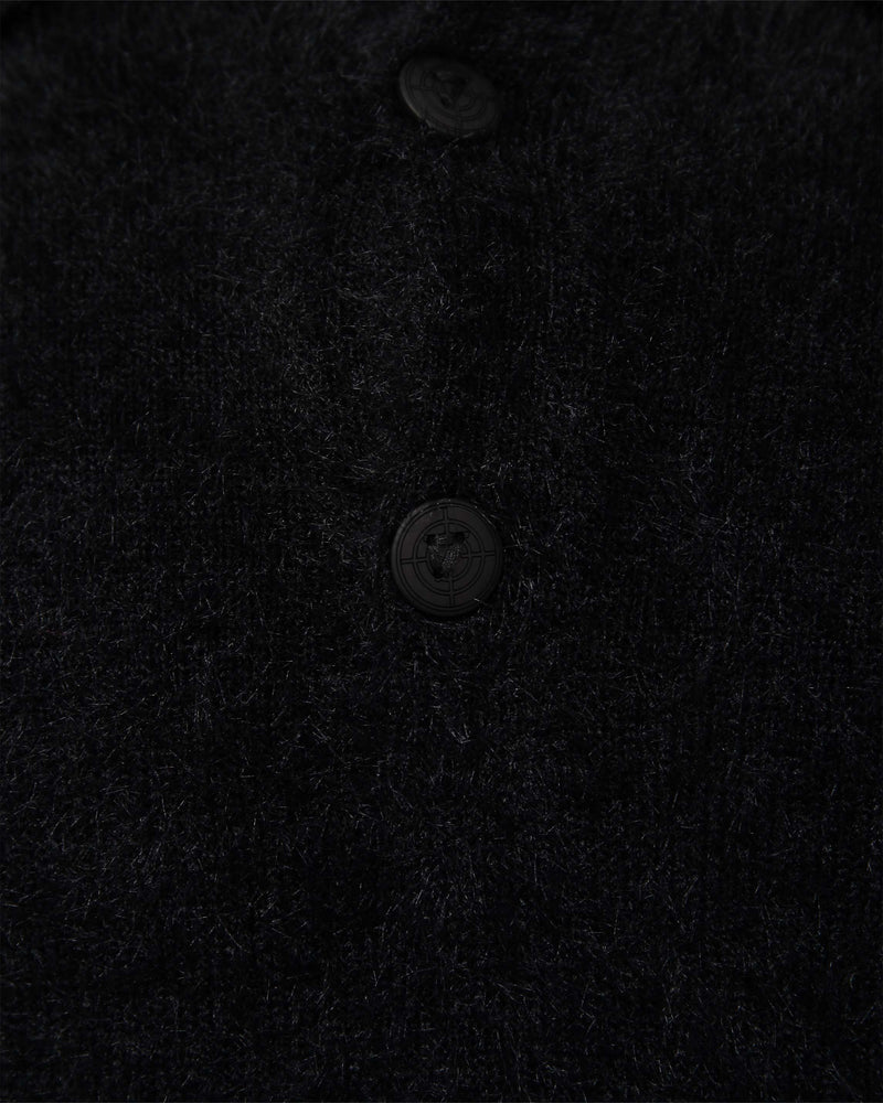 FAUX MINK POLO SWEATER BLACK