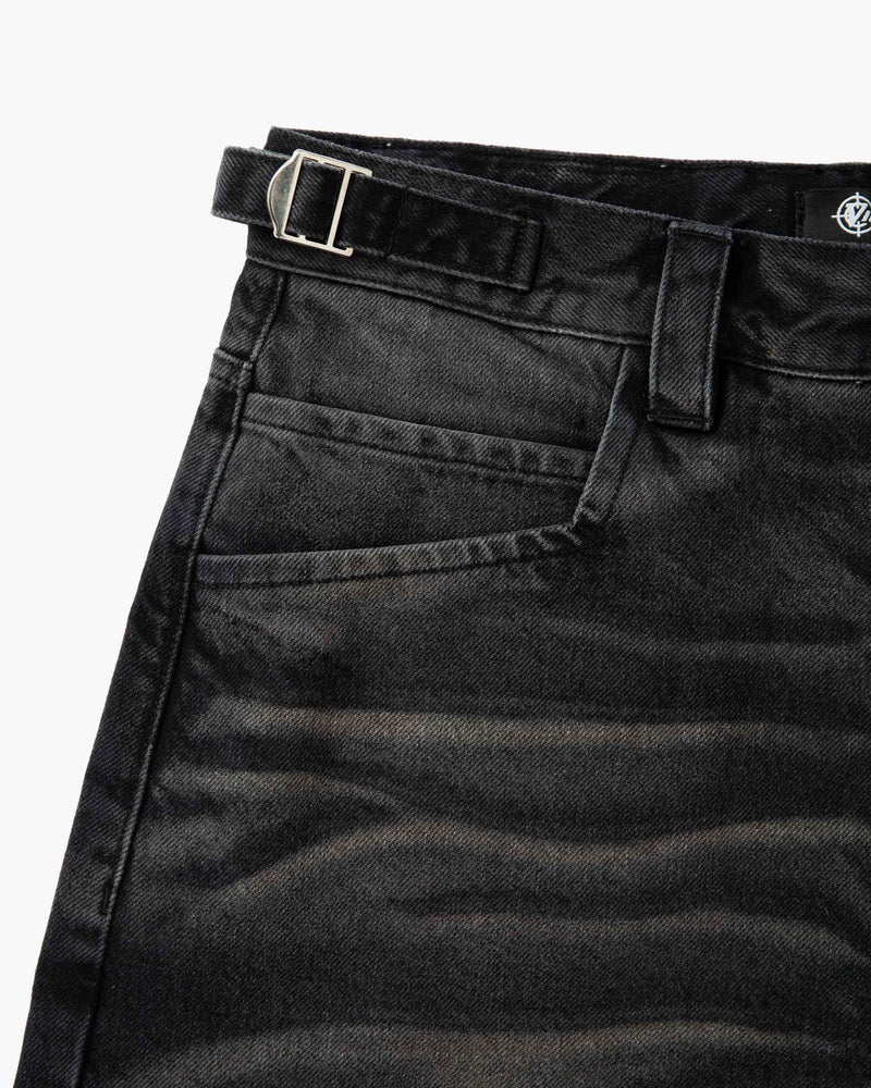 FADED BLACK DENIM JORTS