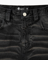 FADED BLACK DENIM JORTS