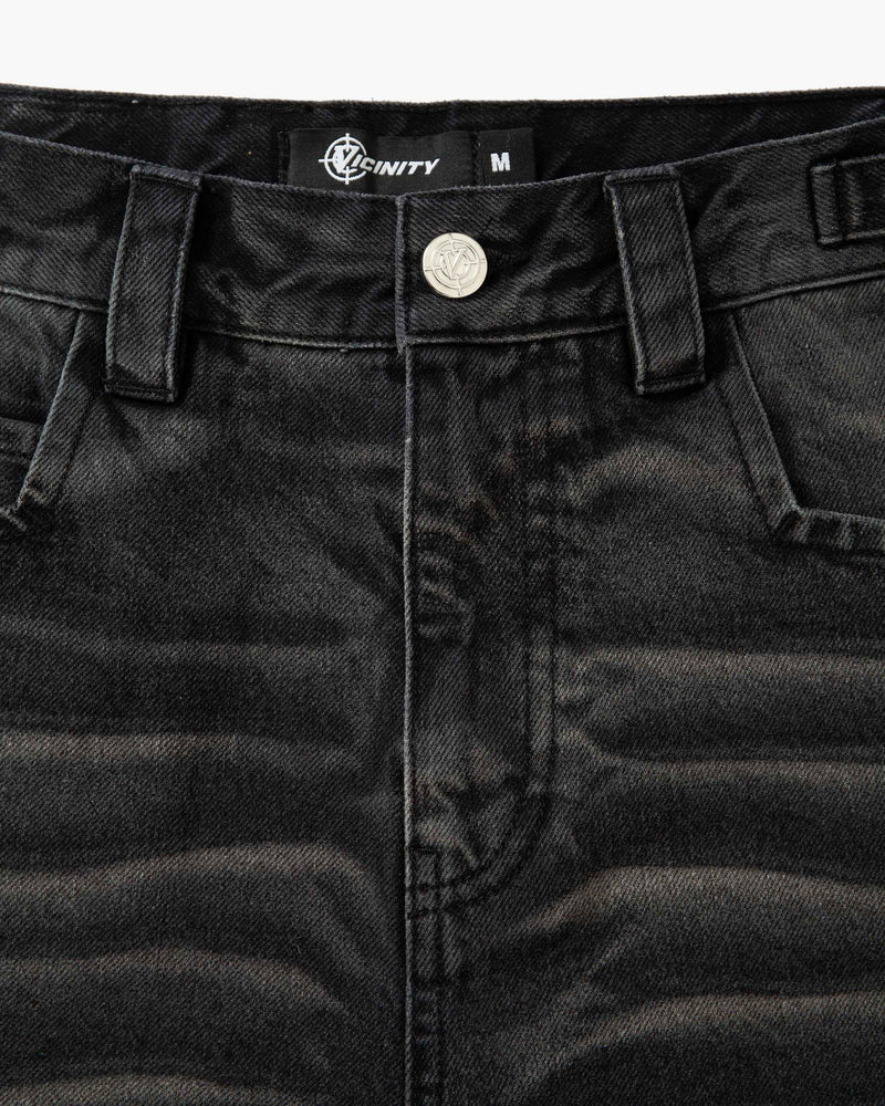 FADED BLACK DENIM JORTS