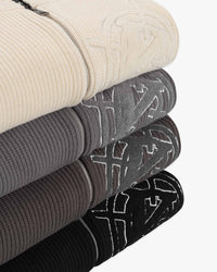 V-LOGO KNIT ZIP HOODIE ASH GREY