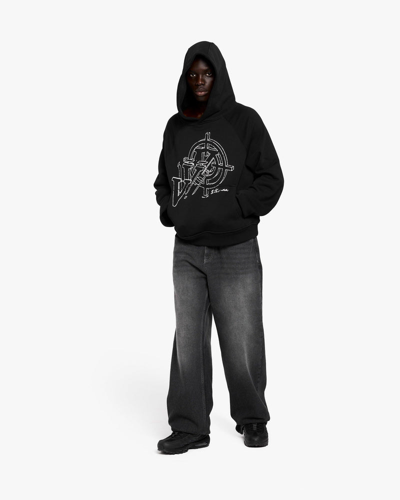 CONSTRUCTION LOGO HOODIE BLACK