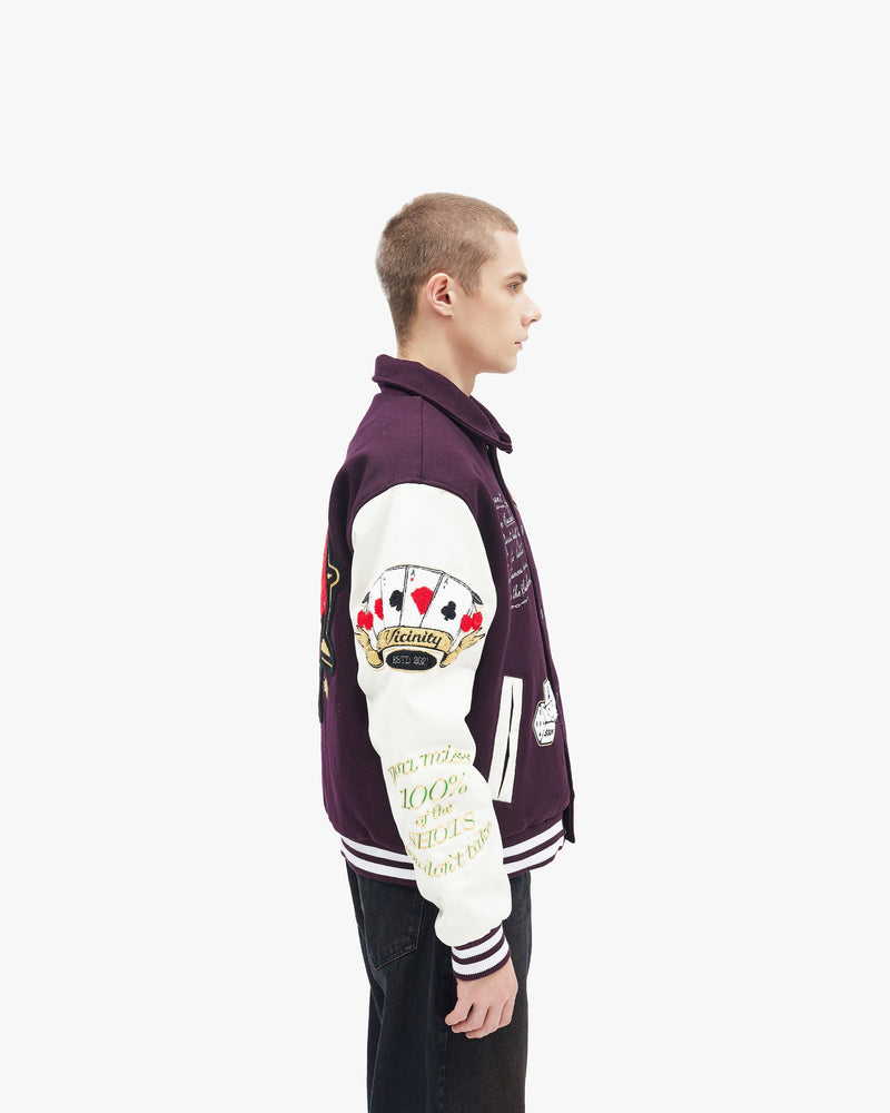 GAMBLER VARSITY JACKET BORDEAUX RED