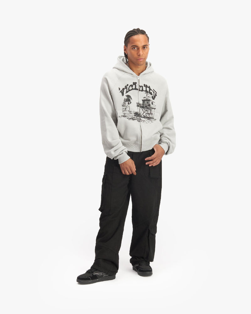 SHOOTING HOUSE ZIP HOODIE LIGHT GREY